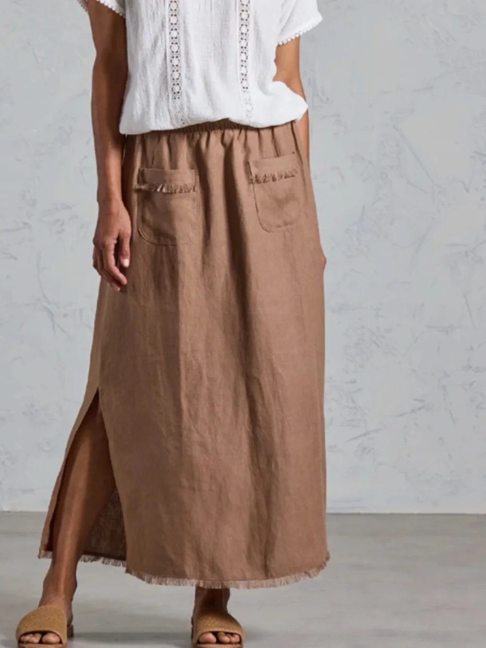 Nomad Aurora French Linen Skirt Cinnamon Size M